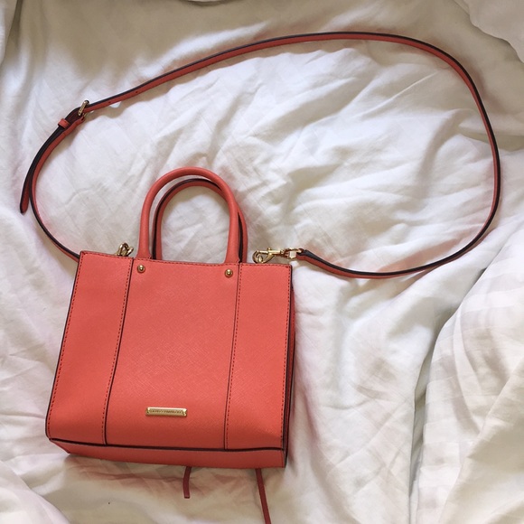 Rebecca Minkoff Mini Mab Tote Coral Tangelo + Dust Bag - Picture 1 of 9